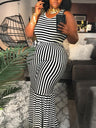 Lw Striped Bodycon Cami Dress Summer Sleeveless Dress