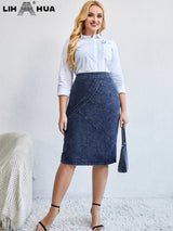 Lih Hua Women' Denim Skirt Chic Elegant Skirt