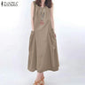 Zanzea Summer Sleeveless Maxi Dress Women Fashion Work