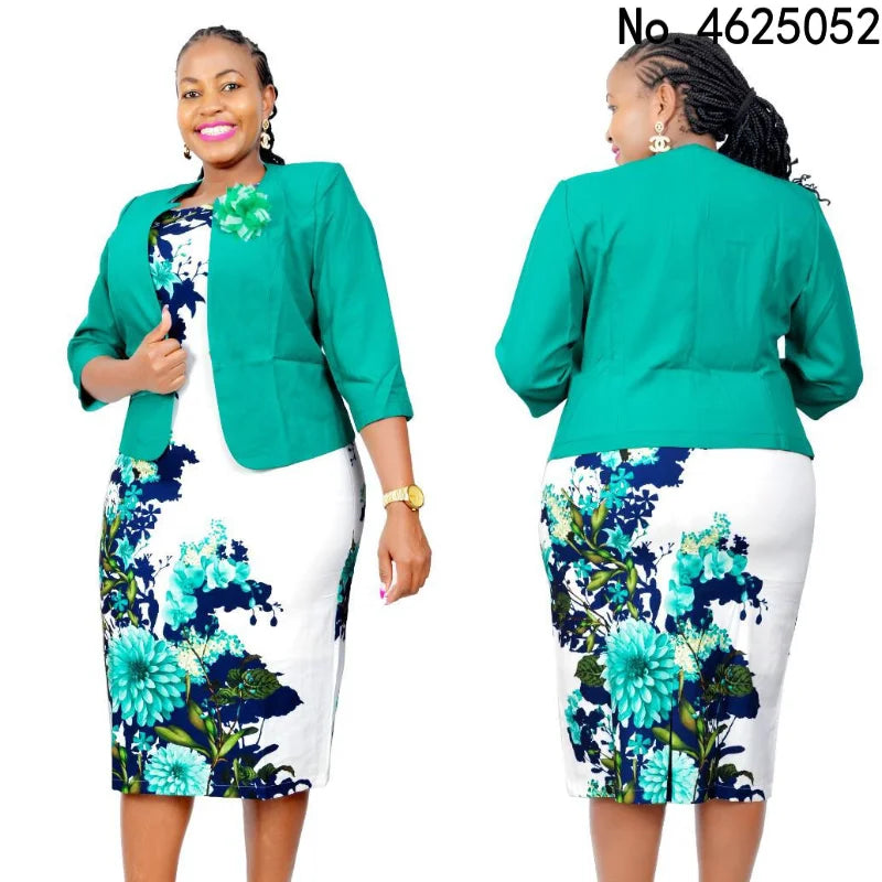 Piece Sets African Dresses For Women Bodycon Coat