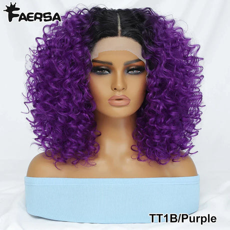 Kinky Curly Synthetic Lace Front Wig Black