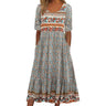 Vintage Boho Stripe Print Women Sundress Summer Fashion