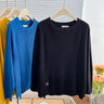 Simple Label Hem Slit Knit Sweater Womens Autumn