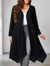 Gibsie Plus Black Casual Long Cardigan Women Spring