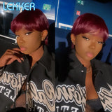 Lekker Colored Short Straight Bob Pixie Human Hair