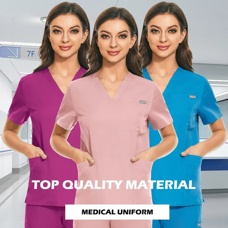 Dentist Scrubs Tops Fashion Hotel Workwear Scrub Shirts