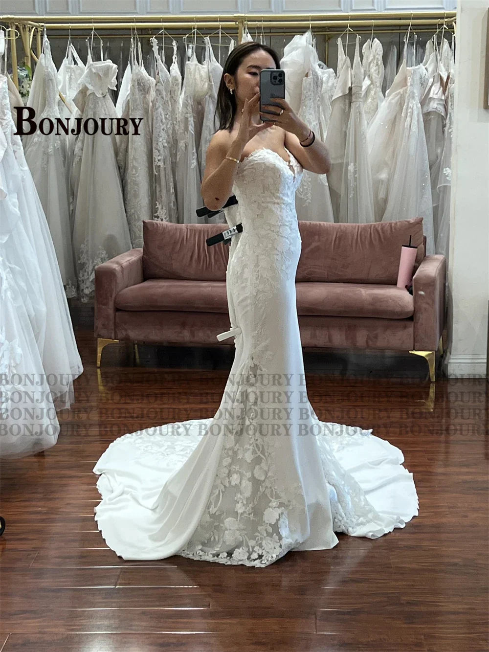 Bonjoury Classic Wedding Dresses Strapless Sweetheart For Women