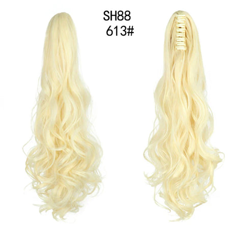 Synthetic Long Wavy Claw Clip On Ponytail Drawstring