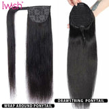 G Straight Human Hair Wrap Around Ponytail Drawstring