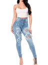 High Waist Ripped High Stretchy Jeans Zipper