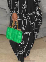 Graphic Print One Off Shoulder Maxi Dress, Women'