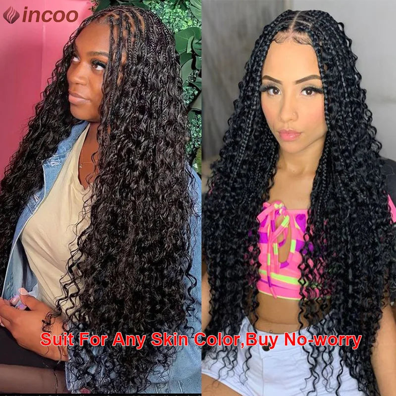 Long Boho Braided Full Lace Front Wigs Blonde