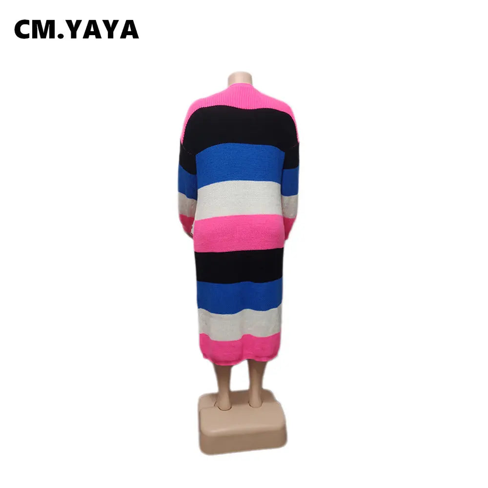 Yaya Women Knit Ribbed Patchwork Long Sleeve Open