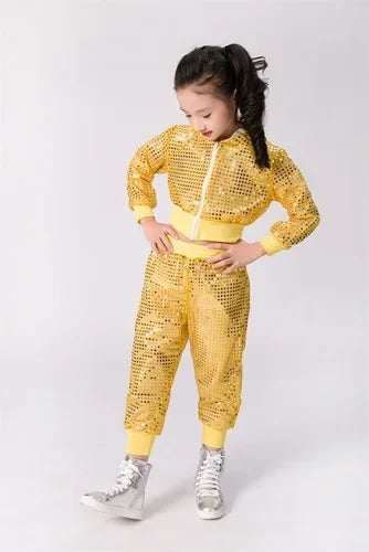 Children Sequin Hip-Hop Jazz Dance Costume Girls Student