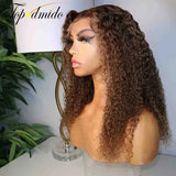 Topodmido Highlight Brown Color Curly 13X6 Lace Wig