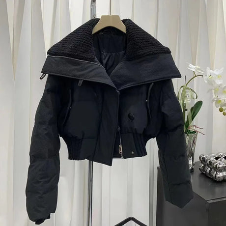 Women Autumn Winter Short Parkas Jackets Casual Stand