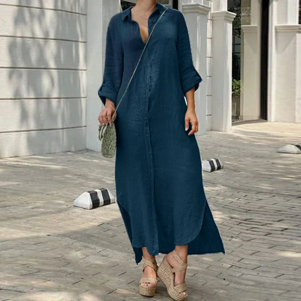 Cotton Linen Long Dress For Women Clothing Autumn