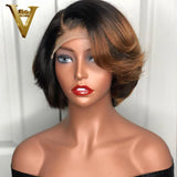 Short Bob Honey Blonde Ombre Colored Wig Straight