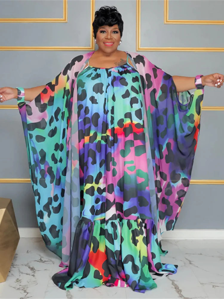 Somo Two Piece Set Women Dress And Shawl