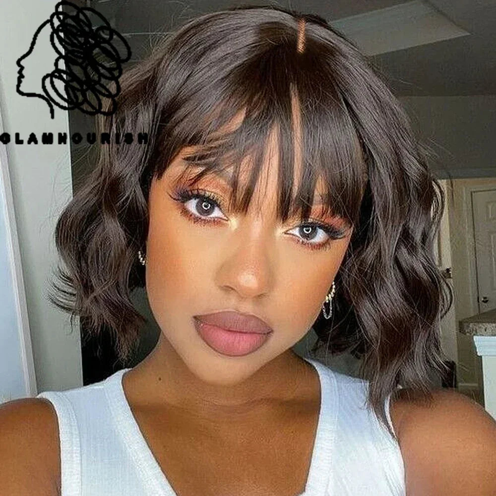 Body Wave Human Hair With Bangs X. Lace