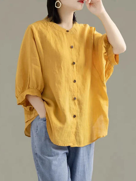 Cotton Linen Blouses Female Long Sleeve Shirts Autumn