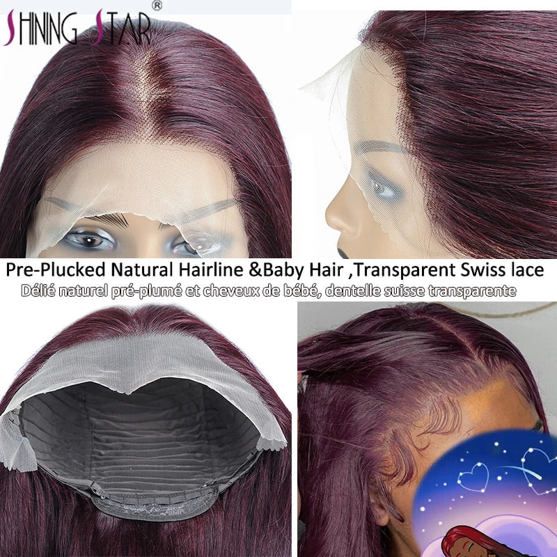 Peruvian Burgundy 13x6 Lace Front Wig - 99J Red Straight Human Hair