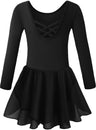 Girls Long Sleeve Leotard With Skirt Dance Dress