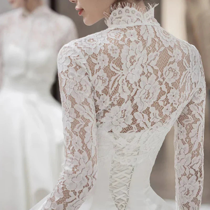 Women' Wedding Dress Capes High Neck Lace Jacket