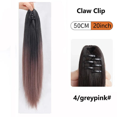 Ombre Color Straight Claw Clip On Ponytail Hair