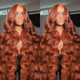 Reddish Brown Lace Front Human Hair Wigs Body