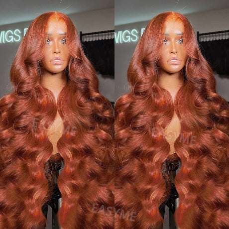 Reddish Brown Lace Front Human Hair Wigs Body