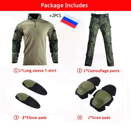 Men' Tactical Suit With Pads Combat Shirt/Pants Military