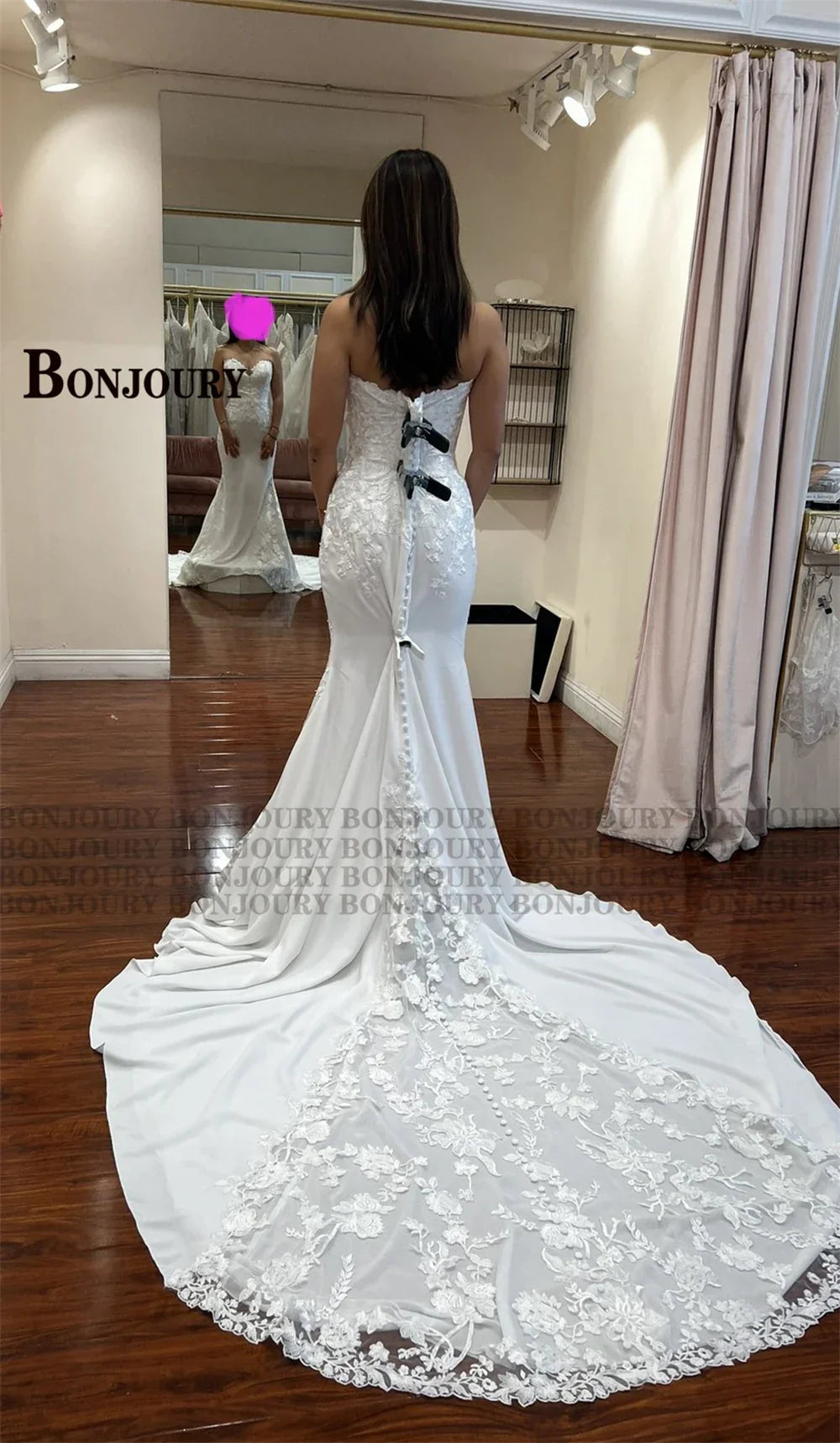 Bonjoury Classic Wedding Dresses Strapless Sweetheart For Women