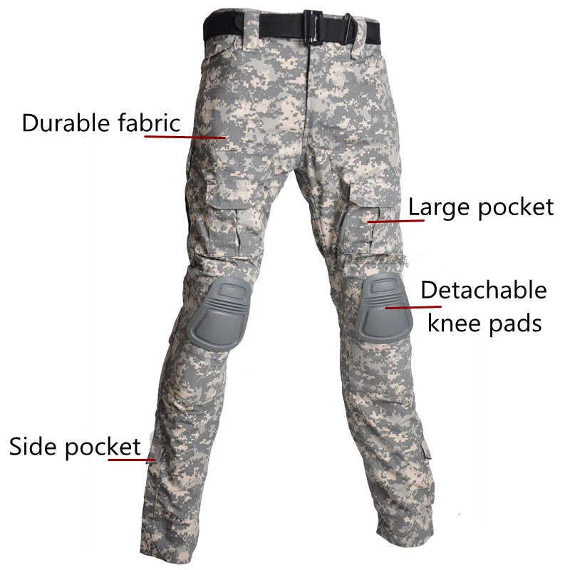 Men' Tactical Suit With Pads Combat Shirt/Pants Military