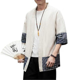 Men' Japanese Kimono Cardigan Loose Cotton Linen /