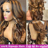 Highlight Wig Human Hair Ombre Brown Lace Front