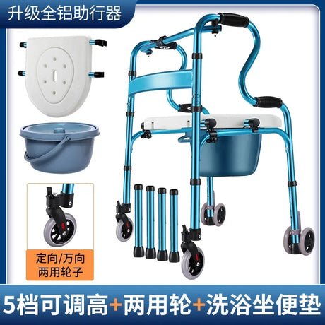 Four-Legged Aluminum Alloy Crutches For Elderly Anti-Skid Mobility