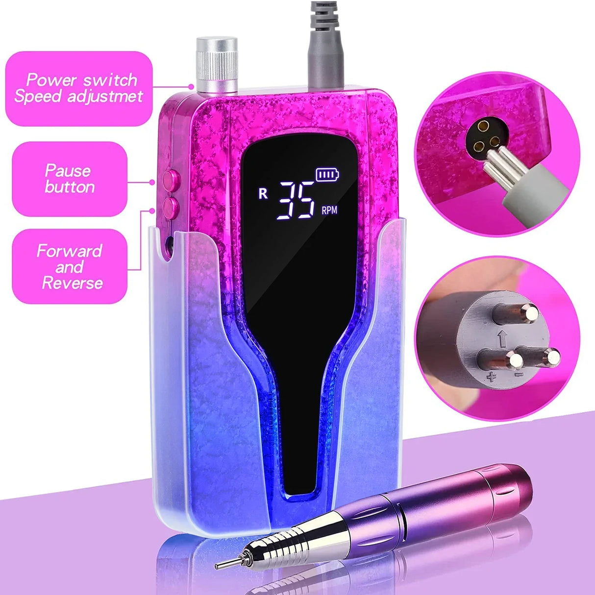 Electric Nail Drill Machine Rechargeable Nail Sander