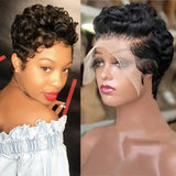 Pixie Curly % Human Hair Wig X Short