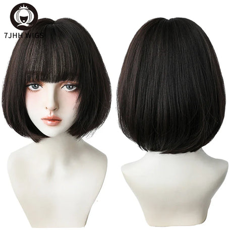 Jhh Wigs Black Short Bob Wig For Girl