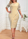 Summer Fashion Lace Splice Party Dress Women' Solid