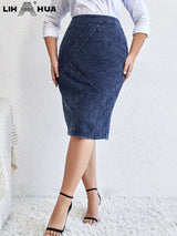 Lih Hua Women' Denim Skirt Chic Elegant Skirt