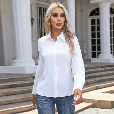 White Shirt Women Fashion Business Shirts Office Lady