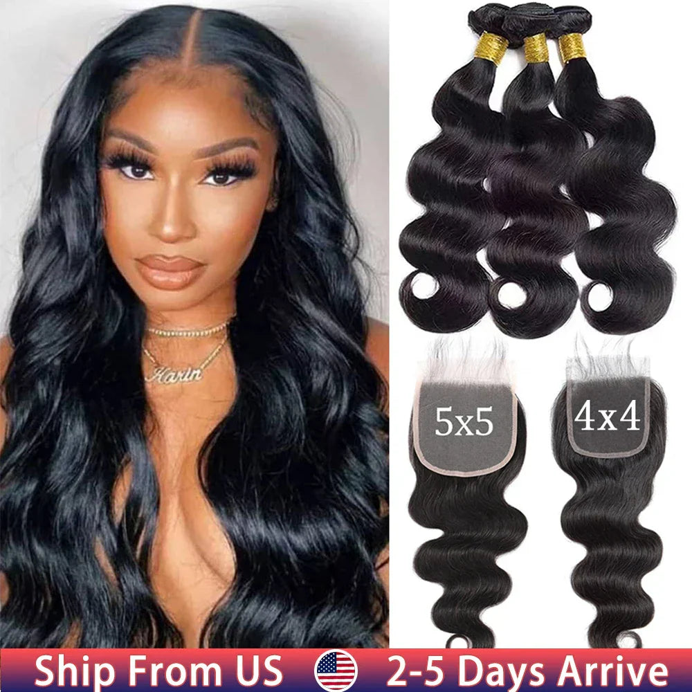 Body Wave Bundles With Closure Brazilian Hair Weave