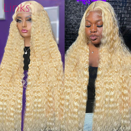 Honey Blonde Deep Wave Lace Frontal Wig Brazilian