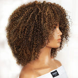 Short Afro Kinky Curly Wig With Bangs Brazilian