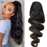 Body Wave Human Hair Drawstring Ponytail Clip In