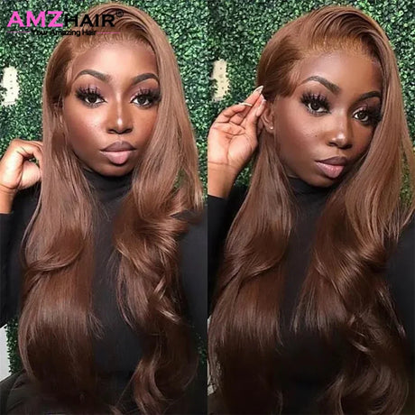 Hd Transparent Chocolate Brown Colored Lace Front Wig