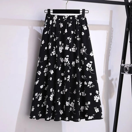 Women' Summer Loose Floral Chiffon A-Line Skirt