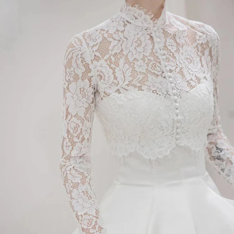 Women' Wedding Dress Capes High Neck Lace Jacket